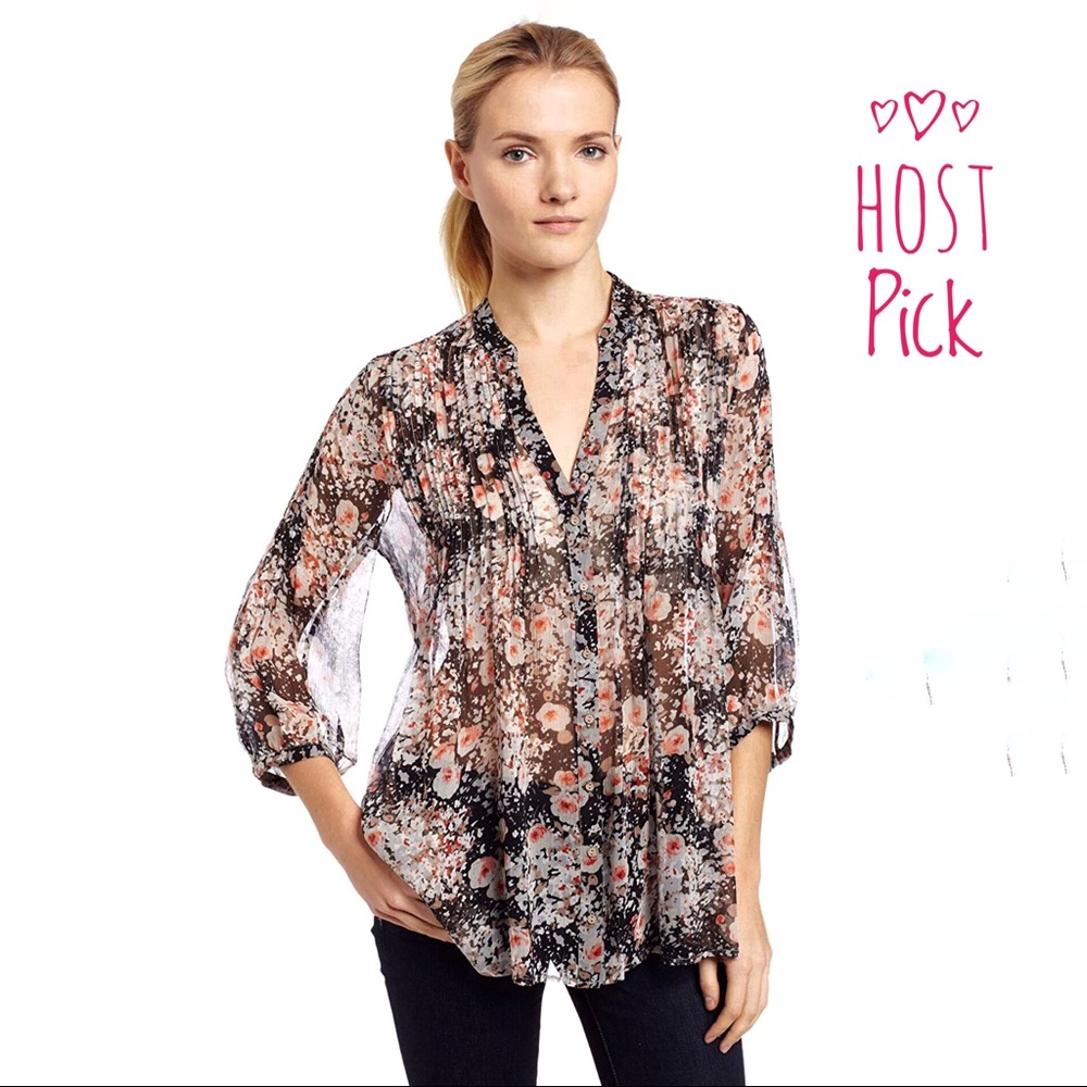 Joie - Watercolor Floral Martine Top in Granite